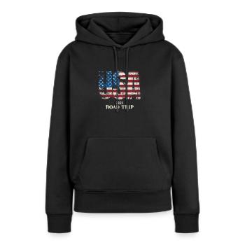 USA Road Trip 2024 - Frauen Premium Bio Hoodie - Schwarz - Vorne - Julia (174cm)
