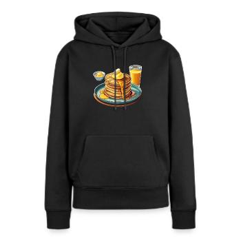 Leckerer Pfannkuchenstapel mit Sirup und Butter - Frauen Premium Bio Hoodie - Schwarz - Vorne - Julia (174cm)