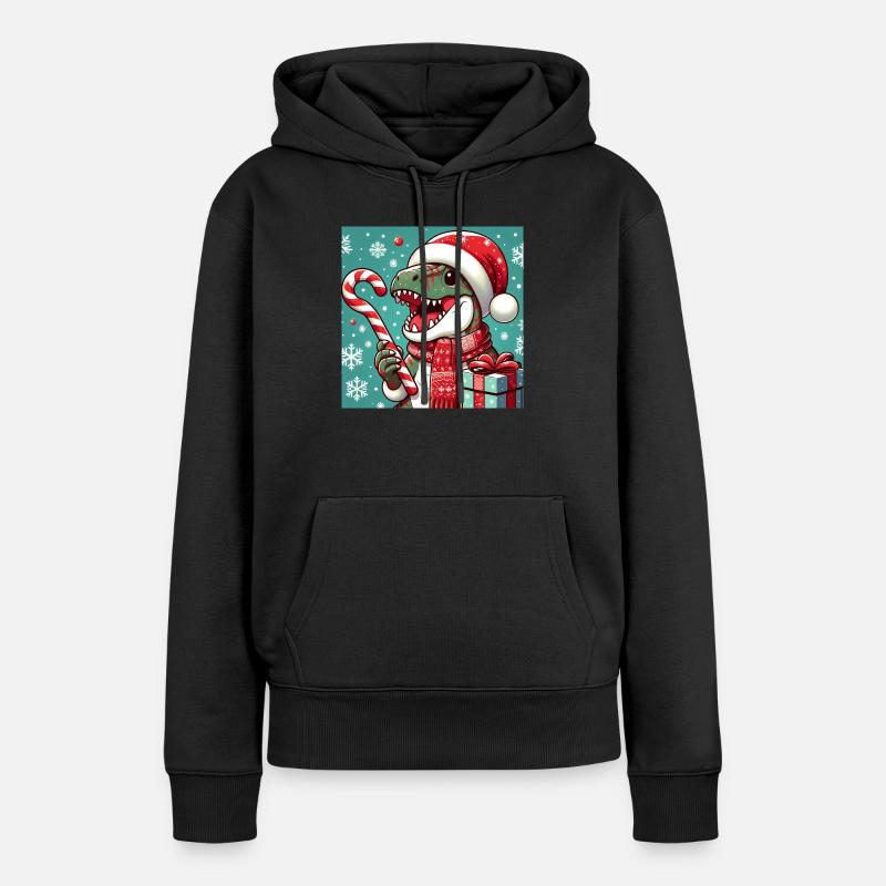 Dinosaure de Noël - Sweat à capuche Premium bio Femme - noir