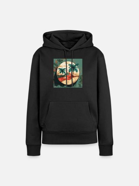 Palmen in Cuba - Frauen Premium Bio Hoodie - Schwarz