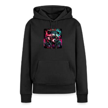 Cyberraton laveur - Sweat à capuche Premium bio Femme - noir - Devant - Julia (174cm)
