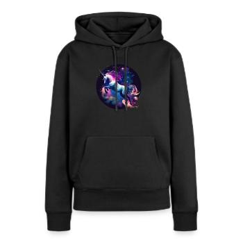 Magisches Einhorn - Frauen Premium Bio Hoodie - Schwarz - Vorne - Julia (174cm)