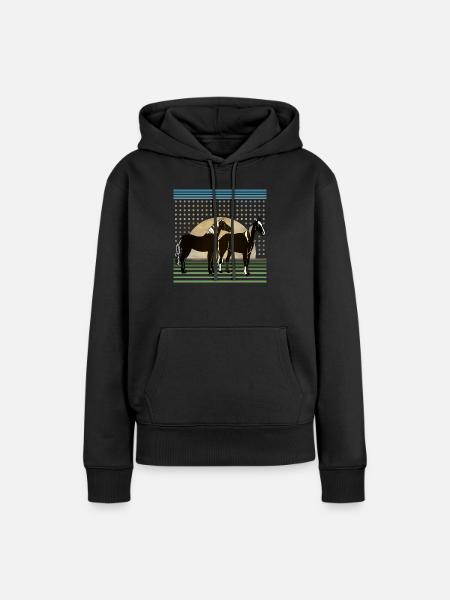 Pferde - Frauen Premium Bio Hoodie - Schwarz