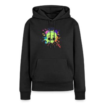 Crâne d’éclaboussure - Sweat à capuche Premium bio Femme - noir - Devant - Julia (174cm)