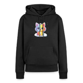 Niedliches Regenbogenkätzchen Kunst | Kinderzimmer Dekor - Frauen Premium Bio Hoodie - Schwarz - Vorne - Julia (174cm)