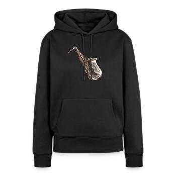 Das Saxophon ist ein beliebtes Instrument - Frauen Premium Bio Hoodie - Schwarz - Vorne - Julia (174cm)