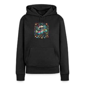 Musical Celebration: Vibrant Party Illustration - Frauen Premium Bio Hoodie - Schwarz - Vorne - Julia (174cm)