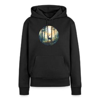 Einsame Rehe - Frauen Premium Bio Hoodie - Schwarz - Vorne - Julia (174cm)