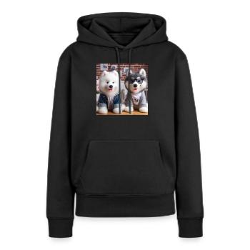 Gang de chiots - Sweat à capuche Premium bio Femme - noir - Devant - Julia (174cm)