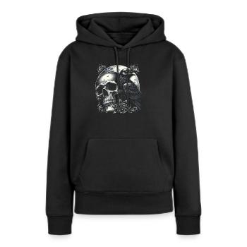 Veillée du corbeau lunaire - Sweat à capuche Premium bio Femme - noir - Devant - Julia (174cm)