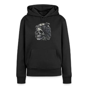 Sentinelle de minuit - Sweat à capuche Premium bio Femme - noir - Devant - Julia (174cm)