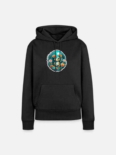 Drache - Frauen Premium Bio Hoodie - Schwarz