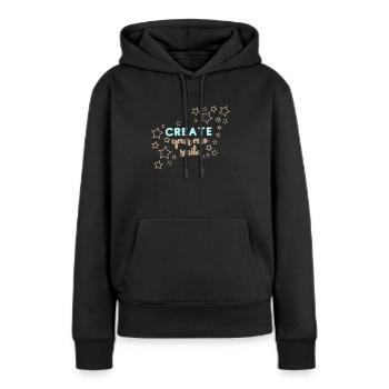 Créez votre propre sourire - Sweat à capuche Premium bio Femme - noir - Devant - Julia (174cm)