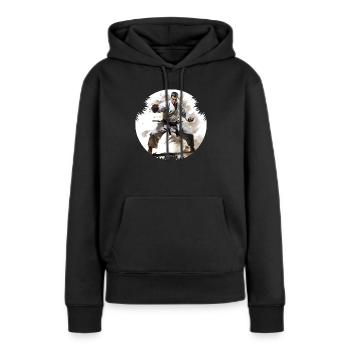 Karate kann die Konzentration zu verbessern - Frauen Premium Bio Hoodie - Schwarz - Vorne - Julia (174cm)