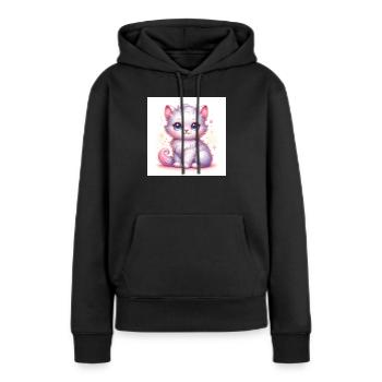 Chaton Doux 1 - Sweat à capuche Premium bio Femme - noir - Devant - Julia (174cm)