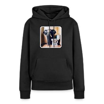 Éléphant debout dans les toilettes - Sweat à capuche Premium bio Femme - noir - Devant - Julia (174cm)