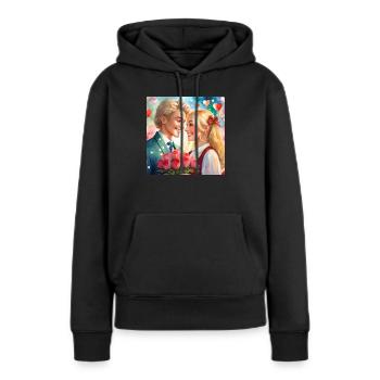 Verliebt sein, ist schön - Frauen Premium Bio Hoodie - Schwarz - Vorne - Julia (174cm)