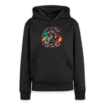 Spirale de dragon infernal - Sweat à capuche Premium bio Femme - noir - Devant - Julia (174cm)