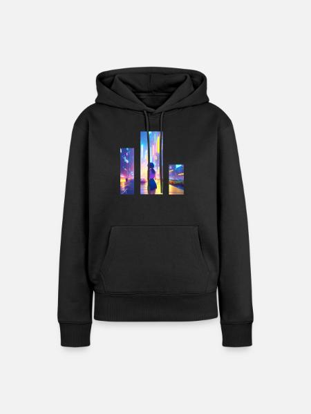 Mädchen in der Stadt - Frauen Premium Bio Hoodie - Schwarz