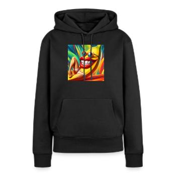 BANANE DRAGUEUSE - Sweat à capuche Premium bio Femme - noir - Devant - Julia (174cm)