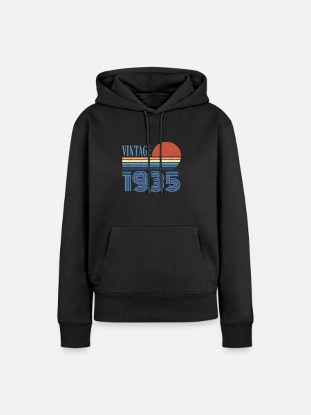 Jahrgang 1935 - Frauen Premium Bio Hoodie - Schwarz
