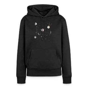 lune astrologie Céleste - Sweat à capuche Premium bio Femme - noir - Devant - Julia (174cm)