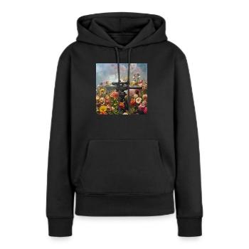 Le pouvoir des fleurs - Sweat à capuche Premium bio Femme - noir - Devant - Julia (174cm)