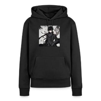 Anime dark boy - Sweat à capuche Premium bio Femme - noir - Devant - Julia (174cm)