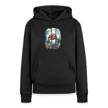 Meers Schildkröte unter Wasser - Frauen Premium Bio Hoodie - Schwarz - Vorne - Julia (174cm)
