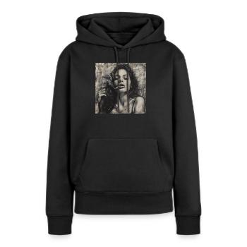 Fumée - Sweat à capuche Premium bio Femme - noir - Devant - Julia (174cm)