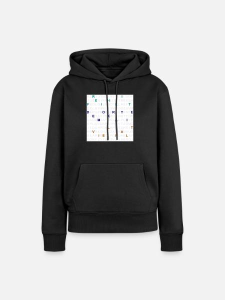 Freiheit, Demokratie und Vielfalt im Letter-Mix. - Frauen Premium Bio Hoodie - Schwarz