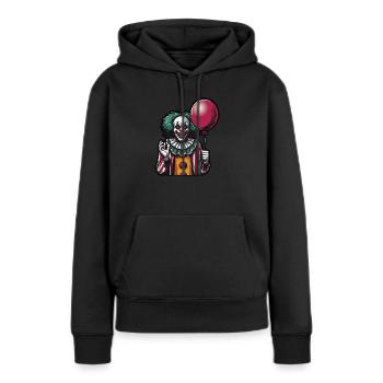 Gruseliger Cartoon-Clown mit roten Haaren und gruseligem Lächeln - Frauen Premium Bio Hoodie - Schwarz - Vorne - Julia (174cm)