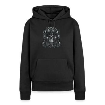 Crâne tactique Commando - Sweat à capuche Premium bio Femme - noir - Devant - Julia (174cm)