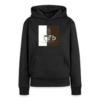 L’heure du café - Sweat à capuche Premium bio Femme - noir - Devant - Julia (174cm)