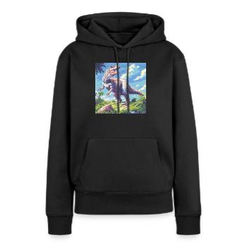 dinosaure - Sweat à capuche Premium bio Femme - noir - Devant - Julia (174cm)