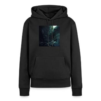 Espace sombre - Sweat à capuche Premium bio Femme - noir - Devant - Julia (174cm)