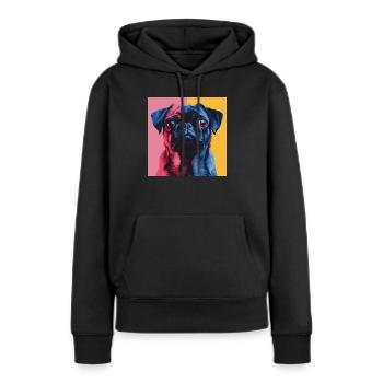 Mops - Frauen Premium Bio Hoodie - Schwarz - Vorne - Julia (174cm)