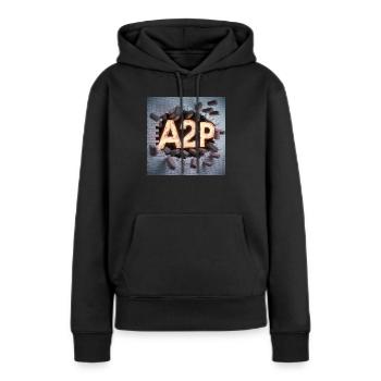 Ajouter 2 Positivité - Sweat à capuche Premium bio Femme - noir - Devant - Julia (174cm)