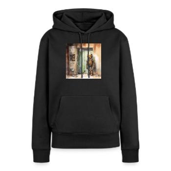 Alter rostiger verlassener Roboter 3 - Frauen Premium Bio Hoodie - Schwarz - Vorne - Julia (174cm)