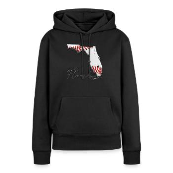 Vrai baseball en Floride Carte de l’État FL - Sweat à capuche Premium bio Femme - noir - Devant - Julia (174cm)