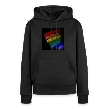 Regenbogen-Streifen - Frauen Premium Bio Hoodie - Schwarz - Vorne - Julia (174cm)