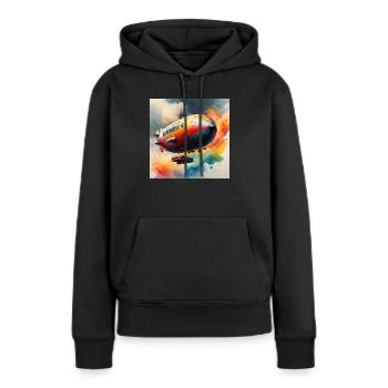 Zeppelin farbig - Frauen Premium Bio Hoodie - Schwarz - Vorne - Julia (174cm)