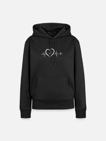 Papageien-Herzschlag - Frauen Premium Bio Hoodie - Schwarz