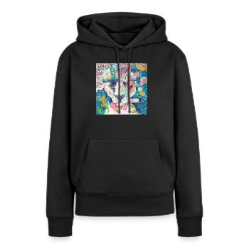 Kosmos Löwe - Frauen Premium Bio Hoodie - Schwarz - Vorne - Julia (174cm)