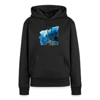 Schwerelos gleiten beim Tauchen - Frauen Premium Bio Hoodie - Schwarz - Vorne - Julia (174cm)