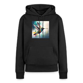 Kolibri farbig - Frauen Premium Bio Hoodie - Schwarz - Vorne - Julia (174cm)