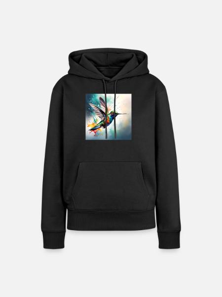 Kolibri farbig - Frauen Premium Bio Hoodie - Schwarz