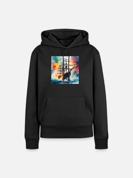 Segelschiff - Frauen Premium Bio Hoodie - Schwarz