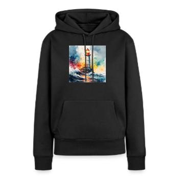 Phare - Sweat à capuche Premium bio Femme - noir - Devant - Julia (174cm)