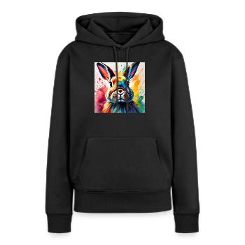 Lièvre - Sweat à capuche Premium bio Femme - noir - Devant - Julia (174cm)